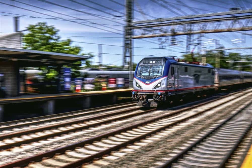 Image of a train commuting from New York to NJ